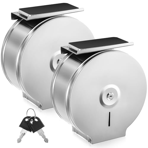Mifoci 2 Pcs Commercial Jumbo Toilet Paper Dispenser with Shelf, Silver