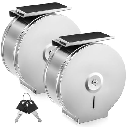 Mifoci 2 Pcs Commercial Jumbo Toilet Paper Dispenser with Shelf, Silver