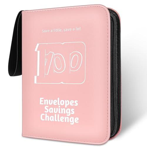 RONMONG 100 Envelopes Challenge Binder, Money Saving Binder, Budget Book - color: Pink Style 1