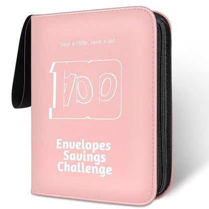 RONMONG 100 Envelopes Challenge Binder, Money Saving Binder, Budget Book - color: Pink Style 1