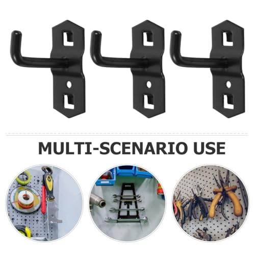 Veemoon Square Pegboard Wall Hooks, 10pcs Peg Board Tool Storage Hangers Heavy Duty Shelf Brackets Storage Organization Board Hooks for Kitchen Workshop Wall Mount Display Organizer, Black