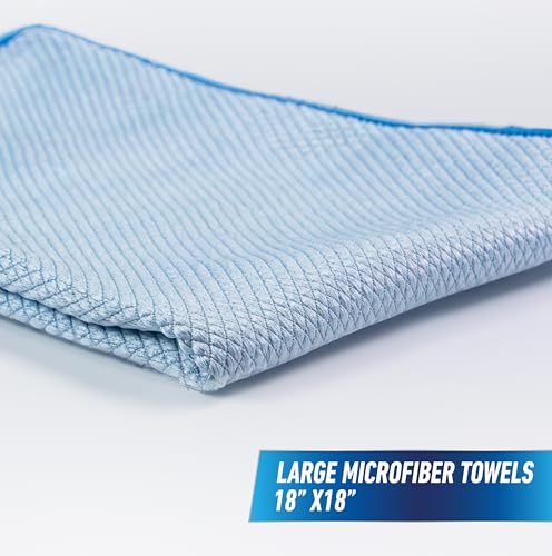 Unger Professional 18” x 18” Large Professional-Grade Microfiber Cloth Towels, 3 Pack, Multi-Purpose Wet and Dry Cleaning Cloths for Kitchen, Bath, Auto, Appliances, Car Supplies - size: 18" x 18" (3 Pack), style: Large Towels