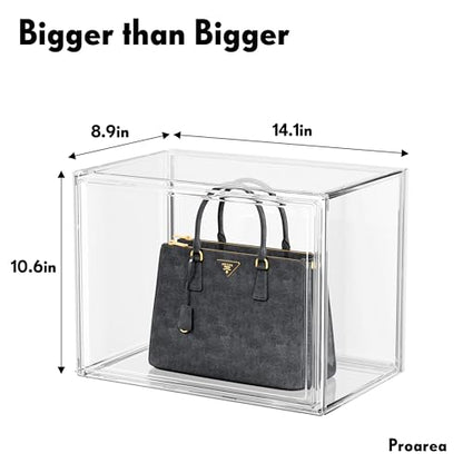 5 Pack Purse Organizer for Closet Acrylic Display Cases Clear Storage Boxes