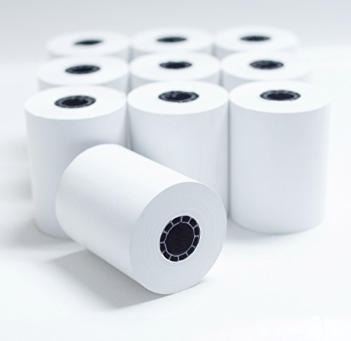 2 1/4" x 85' White Thermal Paper Credit Card & Cash Register Tape - Pack of 10 Rolls - size: Pack of 10 Rolls