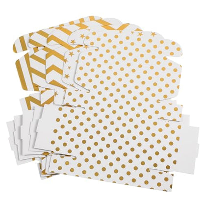 Qilery 100 Pcs Gift Boxes for Presents 5. 91 x 3. 94 x 1. 57 Inches White and Gold Pattern Shipping Cardboard Boxes for Mailer Packaging Presents Birthday Party