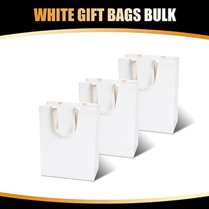 White Kraft Bags with Handles, 20Pcs 10"x5"x13" Large White - color: White, size: 10x5x13 Inch (Pack of 20)