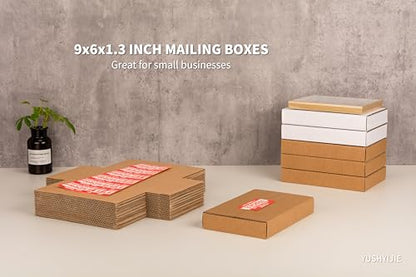 50 Pack 9x6x1.3 inch Small Shipping Boxes for DVD, Book Mailers - color: Brown