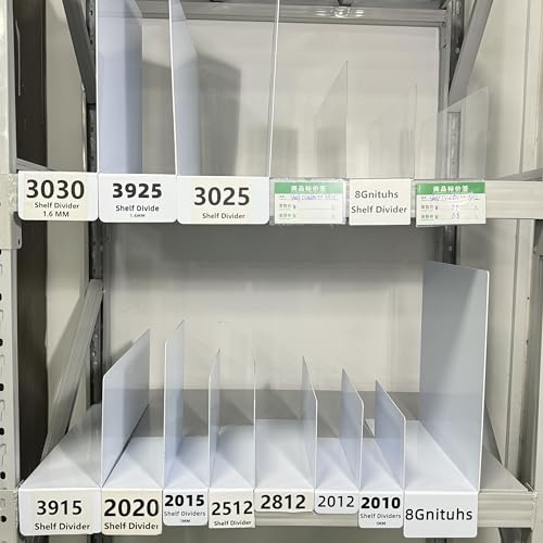 20 Pcs 39 * 20CM 1.6MM Closet Organization with PVC White Shelf Dividers - Closet Shelf Organizer for Clothes, Towels,Sweaters,Purses,and Books - Shelf Separators,Label Sticker,Label Holder - size: 39 * 20CM+10 * 3CM 1.6MM