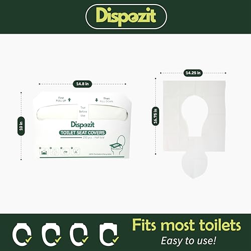 1250 Pcs Flushable Toilet Seat Covers for Hotel, Business, and Commercial