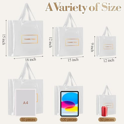 Teling 200 Pcs Thank You Bags with Handle for Business, White - color: White