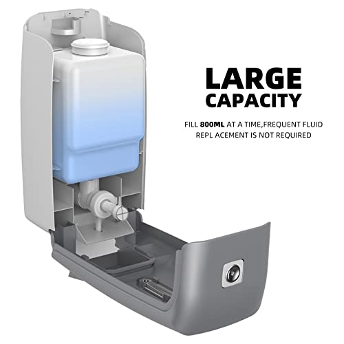 Commercial Wall Mount Soap Dispenser, Refillable ABS Plastic Manual Liquid Hand Soap Sanitizer Dispenser, 27oz (800ml) Large Capacity for Restaurant Office Public Restroom - color: Silver