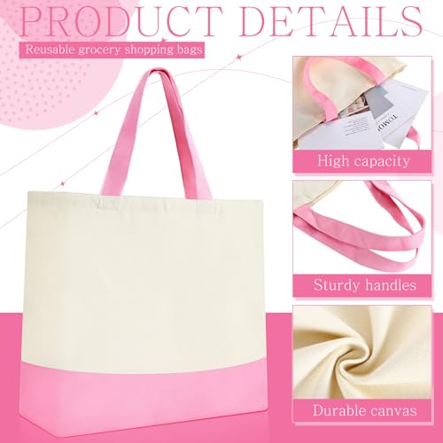 Epakh Canvas Tote Bags Bulk 18.5 x 15 In - color: Pink Color
