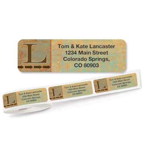Qwerties Initial Rolled Personalized Return Address Mailing Labels with Dispenser, Set of 250, Small ¾ x 2½ Inch Size, Custom Self-Adhesive Sticker Roll, by Colorful Images - color: Qwerties, size: Small
