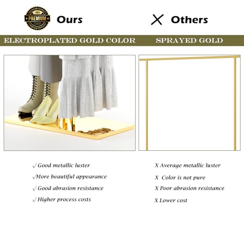Gold Clothing Rack - Adjustable Double Arm 43-67in Garment Racks for Hanging Clothes Hangers Stand Dress Up Storage Display Rack for Shop Vendors Retail Store