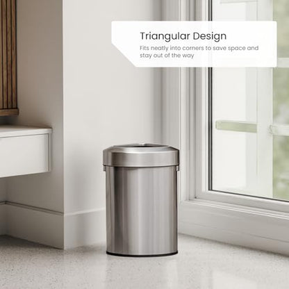 Home Zone Living 16 Gallon Commercial Trash Can with Removable Open Top Lid - color: Brushed Silver, size: Triangular
