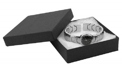 RJ Displays 6 Pack Cotton Filled Matte Black Cardboard Jewelry Boxes for Necklace, Bracelet boxes, Watch & Small Gifts box, Jewelry Gift Boxes Size 3 1/2" x 3 1/2" x 1" Inch - - color: Matte Black