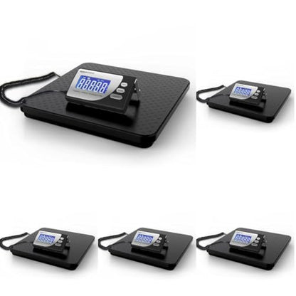 Amazon Basics Digital Postal Scale with Tare Function, Heavy Duty, Aluminium Platform, 440 lb Capacity, Digital Shipping, Portable, Black, 440 lb (Pack of 5) - size: 440 lb (Pack of 5)