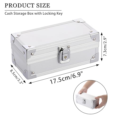Hipiwe Lockable Cash Box Aluminium Alloy Money Box for with Key Lock - color: Silver, size: Small