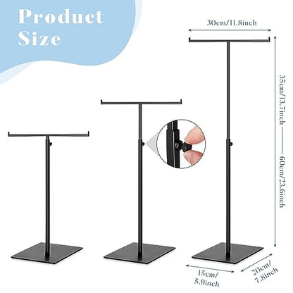 Leinuosen 4 Pcs Tabletop Purse Display Stand Metal T Bar Display - color: Black