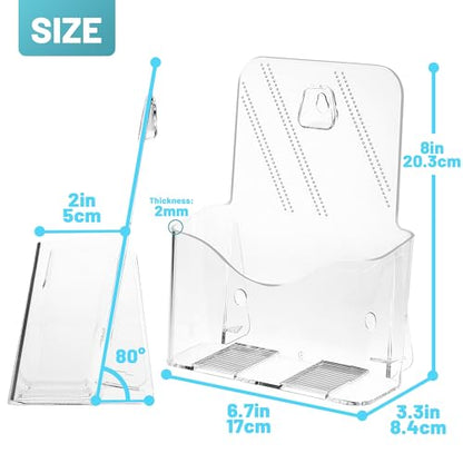 2-Pack Clear Acrylic 6 x 9 Bifold Brochure Holders, Wall or Countertop Use - size: 6 x 9 Inch