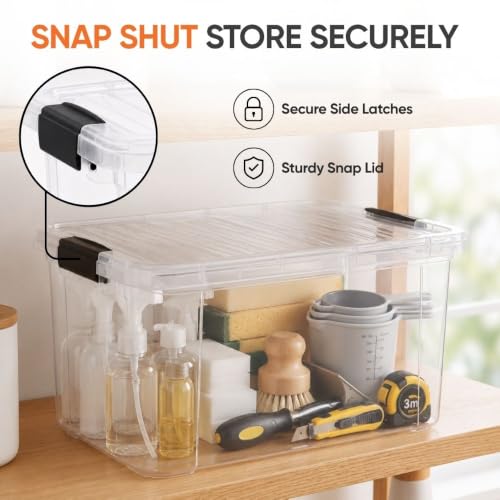 Superio 14.7 Quart Clear Plastic Storage Boxes with Lids, Stackable Organizer Containers, BPA-Free Storage Bins for Home, Office, School & Dorm, 5 Pack - size: 14.7 Quart