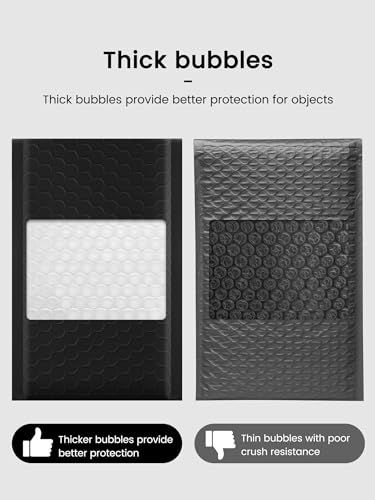 GSSUSA Black Bubble Mailers 4x7" 4000 Pack Padded Envelopes Self Seal - color: Black, size: 4x8 4000PC