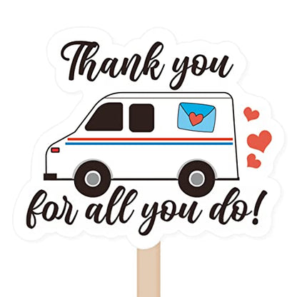 Small Business Postman Thank You Stickers, Thank You All You Do Mail Truck Shaped Paster, Retailers Order Paster Self-Adhesive Stickers for Packages, 400 PCS - style: Thank You Mail Carrier