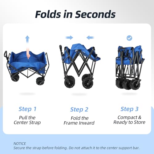 EchoSmile Wagons Carts Foldable Heavy Duty 350Lbs Capacity, Blue - color: Blue-arrow
