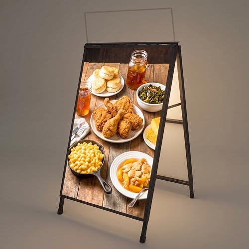 24x40 LED A-Frame Sidewalk Sign – Double-Sided Illuminated Backlit Poster Display for Retail, Restaurants & Businesses