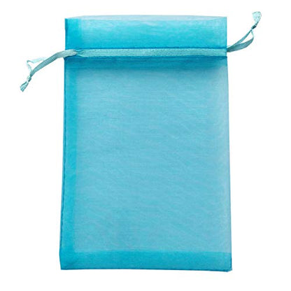 100 Pcs Per Pack 4x6 Gifts Wrap Bags Aqua Blue, Organza Mesh Sheer Fabric - color: Aqua Blue