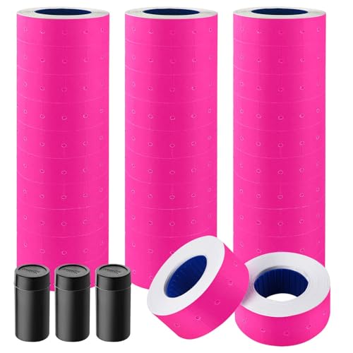 30 Rolls 15000pcs White Price Gun Labels for Mx-5500 Labeller White Pricemarker Stickers Plus 3 Piece Refill Ink Rolls (Rose) - color: Rose