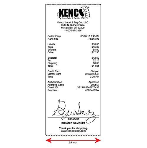2 7/16 Inches X 3,360 Inches Continuous Receipt Paper Rolls by Kenco®, Compatible with Dymo 30270 (1 PACK) - size: 1 PACK