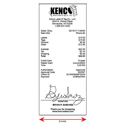 2 7/16 Inches X 3,360 Inches Continuous Receipt Paper Rolls by Kenco®, Compatible with Dymo 30270 (1 PACK) - size: 1 PACK