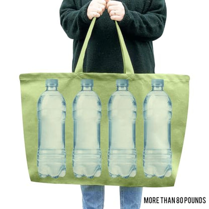 Large Canvas Tote Bag Reusable Extra Big Grocery Bags - color: Light Green