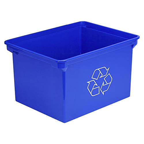 Storex 9 Gallon Recycle Bin, Blue (STX61549U01C)