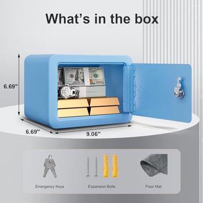 Marcree Mini Safe Box, 0.23 Cub Home Safes for Kids, Blue Small Safe - color: 0.23 cuft-BLUE