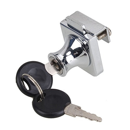 10mm Thickness Cabinet Display Case Glass Door Security Lock with 2 Keys and Fitting Parts Replacment Silver Tone