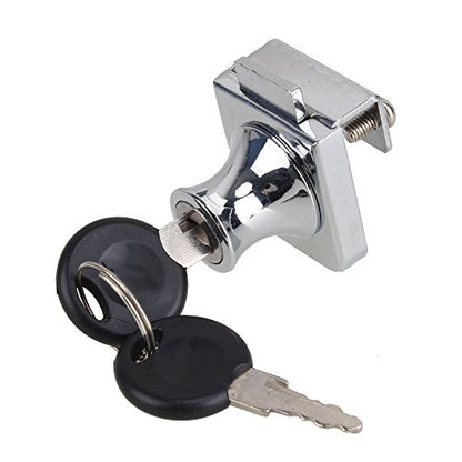 10mm Thickness Cabinet Display Case Glass Door Security Lock with 2 Keys and Fitting Parts Replacment Silver Tone