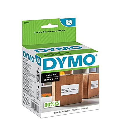 DYMO Authentic LW Shipping Labels, DYMO Labels for LabelWriter Label Printers, 2-1/8" x 4", 1 Roll of 220 - size: 1 Roll