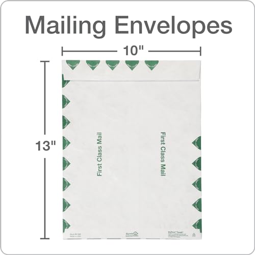 Quality Park R1590 Survivor Tyvek USPS First Class Mailer, 10 x 13, White, Pack of 500 - size: 10 x 13 (Pack of 5)