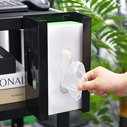 Lounsweer 2 Pcs Magnetic Glove Box Holder Wall Mount Dispenser, Black - color: Black