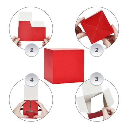 Aosric Red Gift Boxes with Lids 4x4x4 Inch, 24 Pack - color: Red