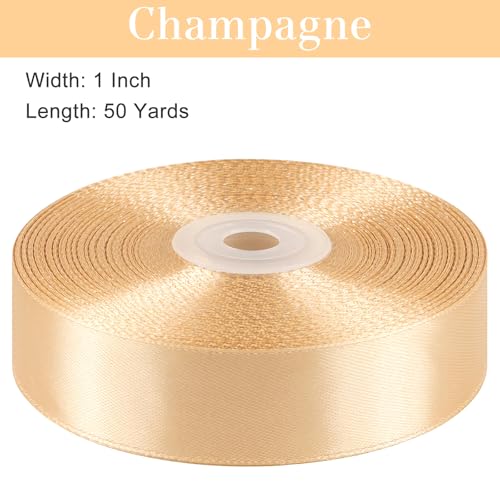 Champagne Satin Ribbon, 1 Inch, 50 Yards - color: champagne