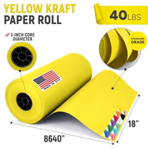 18" Paper Dispenser with Cutter + Yellow Kraft Paper Roll - color: Yellow, size: 1 Roll + Dispenser
