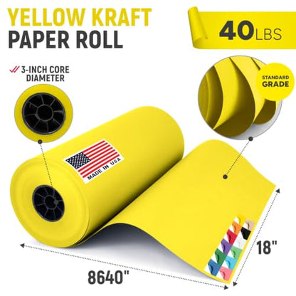 18" Paper Dispenser with Cutter + Yellow Kraft Paper Roll - color: Yellow, size: 1 Roll + Dispenser