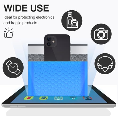 UCGOU Bubble Mailers 5x8.6" Usable Size 5x7" Padded Envelopes Blue 50 Pack - color: Blue, size: 5x8.6" 50PC