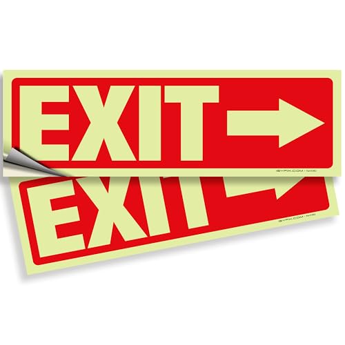 iSYFIX Exit Stickers Signs Directional Right Arrow 2 Pack 12x4 Inch - color: Sticker Right Glow, size: 2 Pk 12x4
