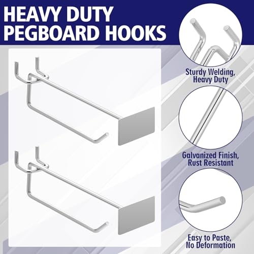 Zonon 50 Pack 6 Inch Metal Scan Hooks with Label Holder for 1/4" Pegboard - size: 6 Inch