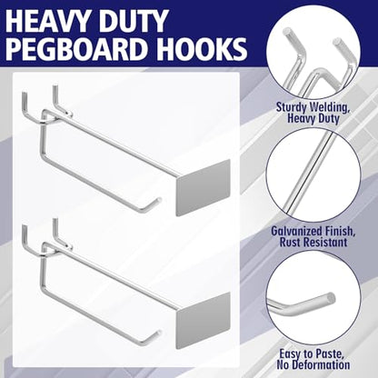 Zonon 50 Pack 6 Inch Metal Scan Hooks with Label Holder for 1/4" Pegboard - size: 6 Inch