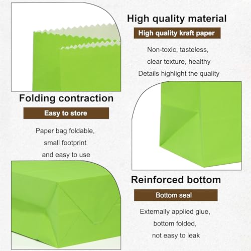KEYYOOMY Mini Green Paper Bags Paper Lunch Bags (50 CT, 3.5x2.4x7.1 in) - color: Green, size: 3.5x2.4x7.1 in - Mini